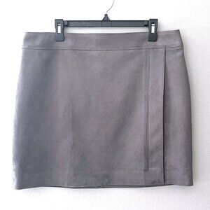 White House Black Market gray suede faux wrap skirt